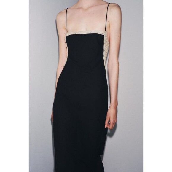 ZARA CONTRAST CROCHET DRESS - Picture 4 of 9